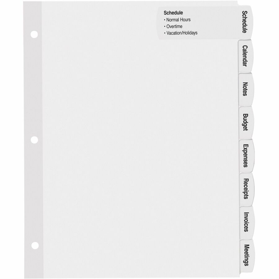 Avery&reg; Big Tab Printable Large White Dividers with Easy Peel, 8 Tabs