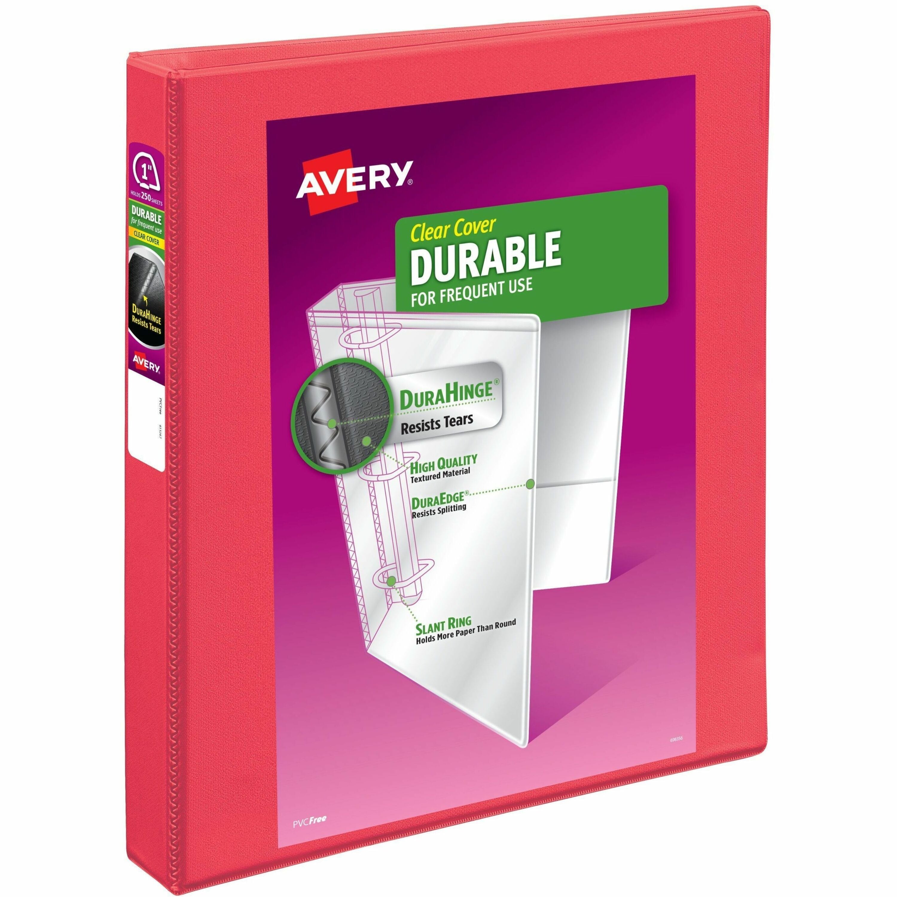 Avery&reg; Durable View 1" Binder, Coral Pink (17293)