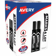 Avery Marks A Lot Permanent Markers, Large Desk-Style, 4.76 mm Chisel Point, Black Ink, 1 Box