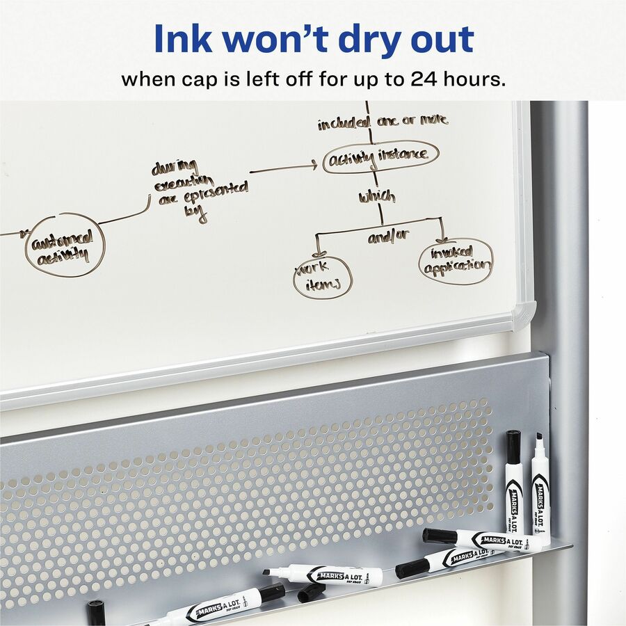 Avery Marks A Lot Desk-Style Dry-Erase Markers, Chisel Tip, Black Ink, Erasable, 1 Box