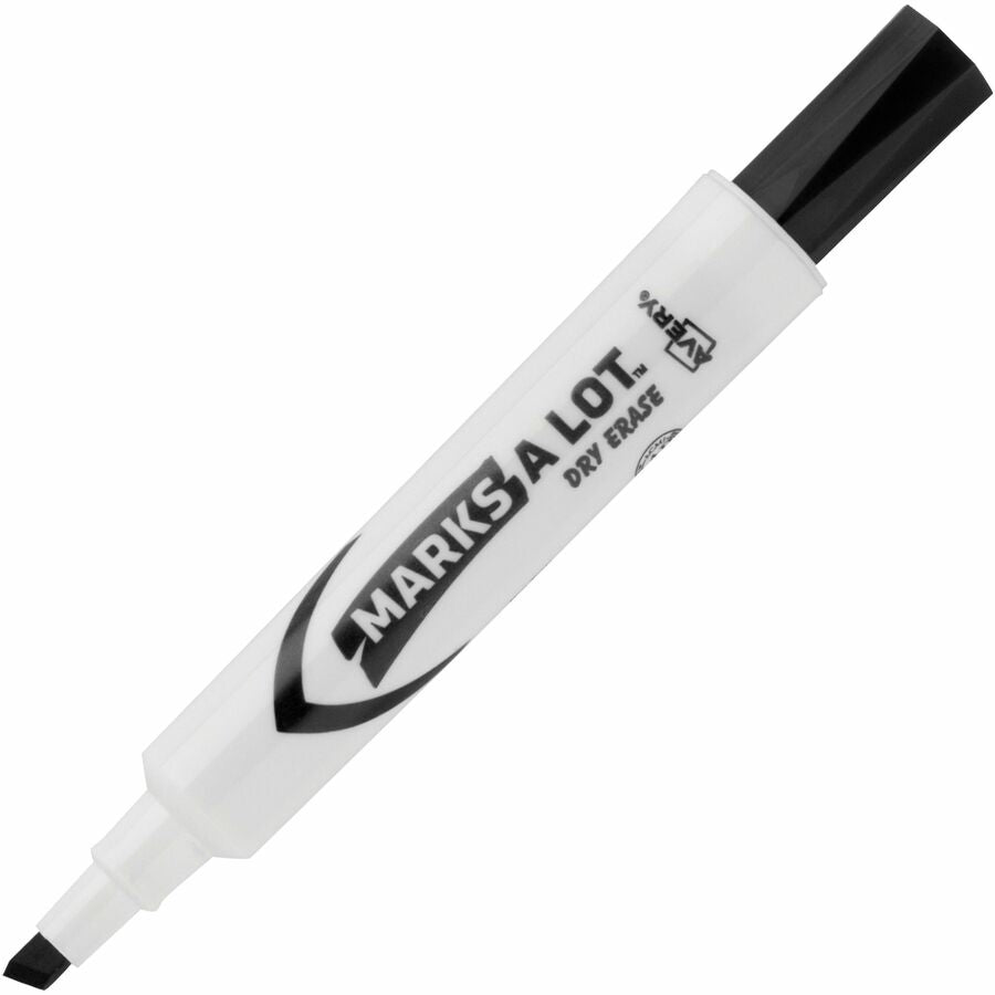 Avery Marks A Lot Desk-Style Dry-Erase Markers, Chisel Tip, Black Ink, Erasable, 1 Box