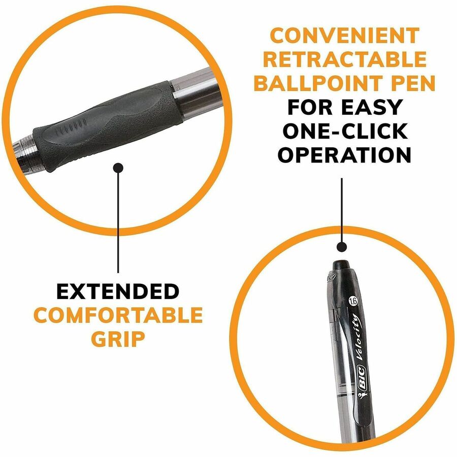 BIC Glide Bold 1.6 mm Bold Point Refillable Retractable Blue Ink Ballpoint Pens, Blue Barrel, 36/Box