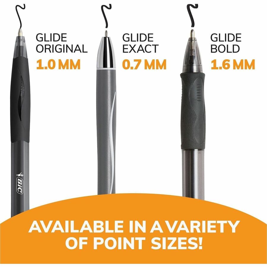 BIC Glide Bold 1.6 mm Bold Point Refillable Retractable Blue Ink Ballpoint Pens, Blue Barrel, 36/Box