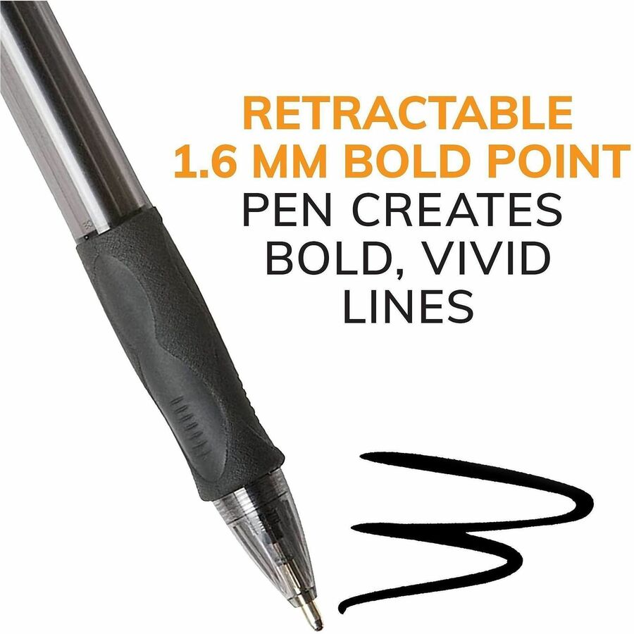 BIC Glide Bold 1.6 mm Bold Point Refillable Retractable Blue Ink Ballpoint Pens, Blue Barrel, 36/Box