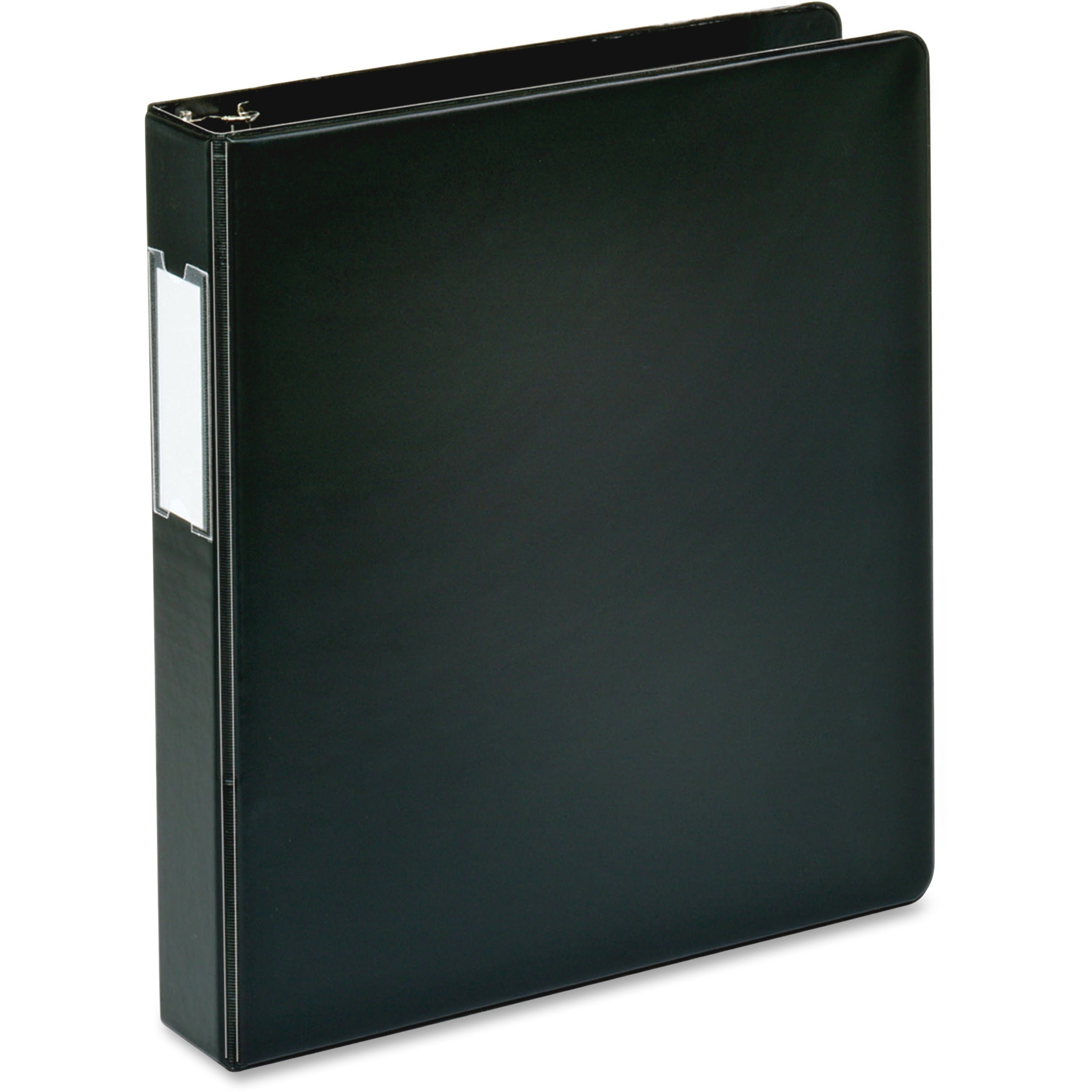 Business Source 1.5" D-Ring Binder, 1.5" Capacity, 375 Sheet, Slant D-Ring, Internal Pockets, Black, Lay Flat, Label Holder, 1 Each