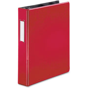 Business Source 1.5" D-Ring Binder, 1.5" Capacity, 375 Sheets, Slant D-Ring, Internal Pockets, Red, Lay Flat, Label Holder, 1 Each