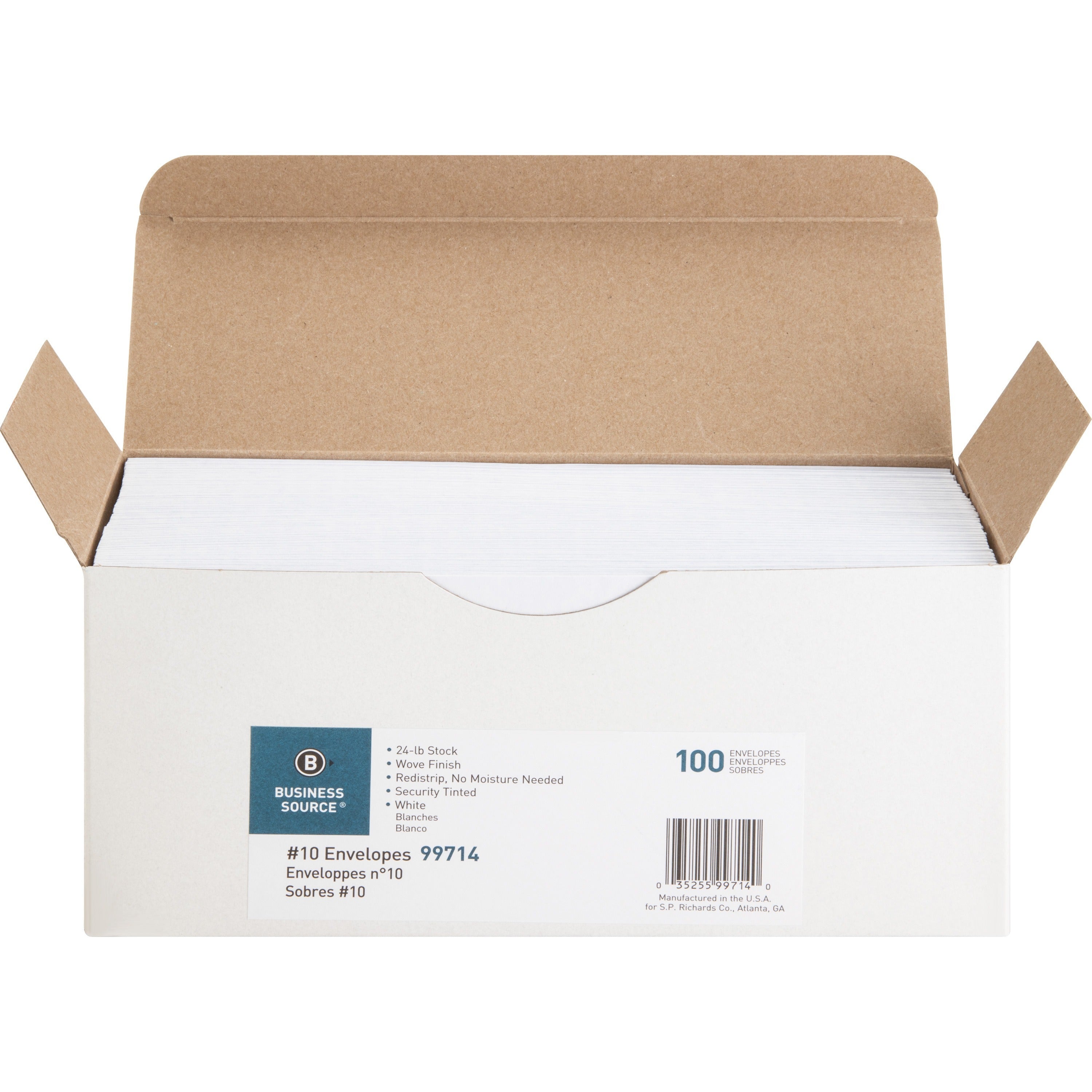 Business - #10 - 4 1/8" Width x 9 1/2" Length - 24 lb - Peel & Seal - White - Wove - 100 / Box