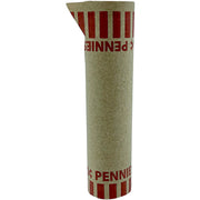 PAP-R Tubular Coin Wrap, 1¢ Denomination, Durable, Burst Resistant, Crimped, Pre-formed, 57 lb Paper, Red, 1000/Box