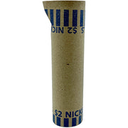 PAP-R Tubular Coin Wraps, 5¢ Denomination, Blue, Durable, Burst Resistant, Crimped, Pre-formed, 57 lb Paper, 1000/Box