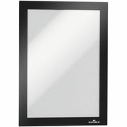 DURABLE Duraframe Half Letter, 8.50" x 5.50", Rectangle, Horizontal/Vertical, Self-adhesive, Magnetic, Dual-sided, Sturdy, Black, 2/Pack