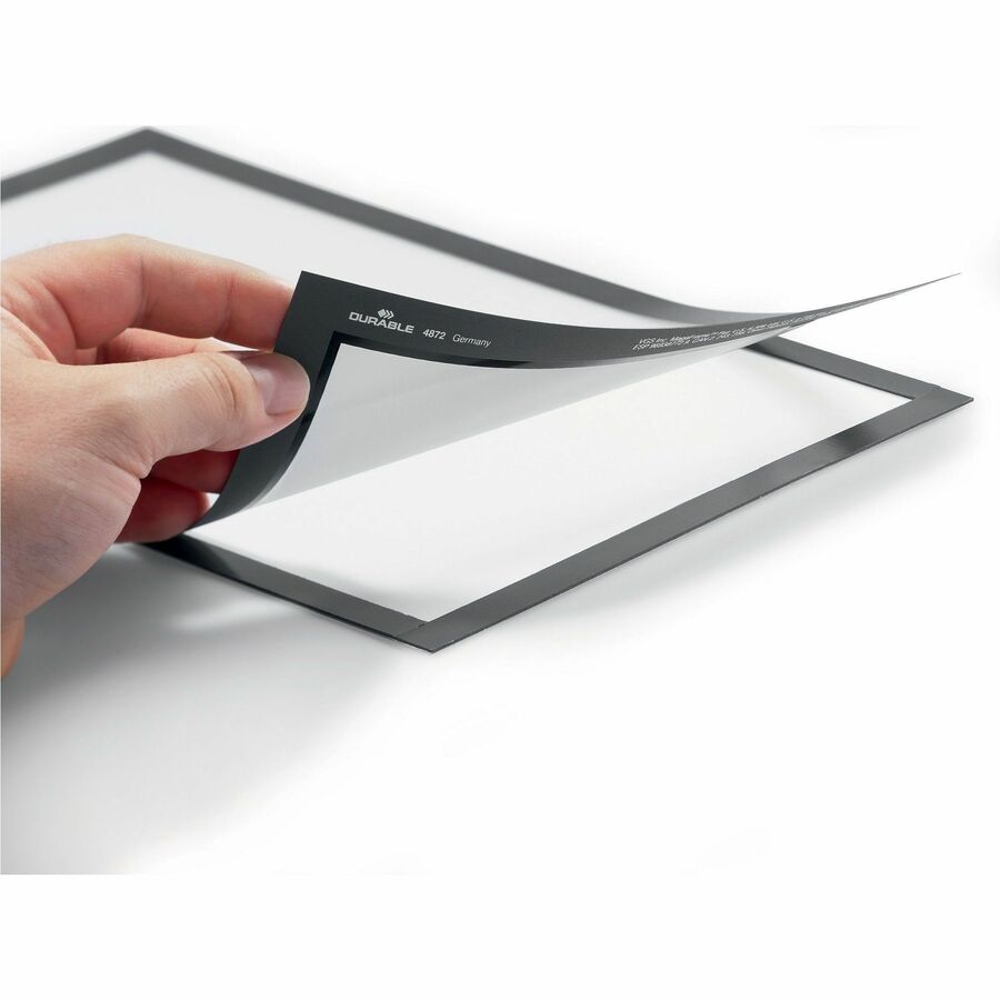 DURABLE Duraframe Half Letter, 8.50" x 5.50", Rectangle, Horizontal/Vertical, Self-adhesive, Magnetic, Dual-sided, Sturdy, Black, 2/Pack