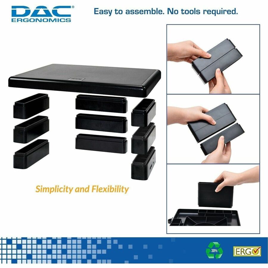 DAC&reg; Stax MP-213 Height-Adjustable Monitor/Laptop Stand with 2-USB Ports, Black