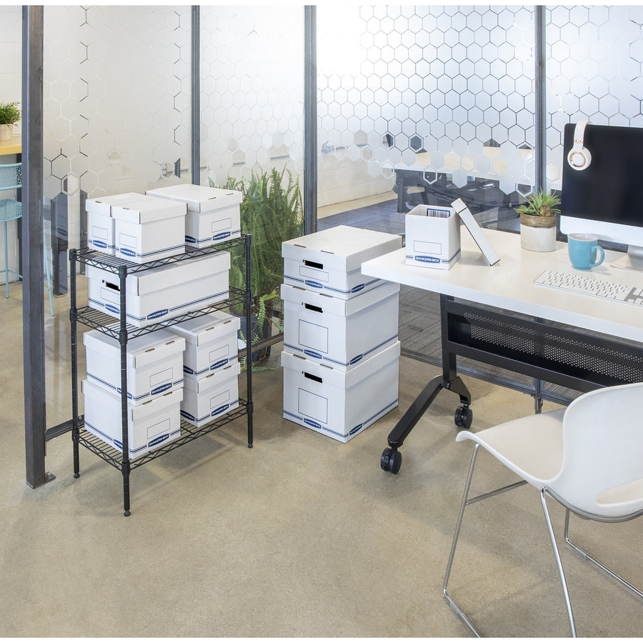 External Dimensions: 12.8" Width x 16.5" Depth x 10.5" Height - Medium Duty - Single/Double Wall - Stackable - White, Blue - For Storage - Recycled - 12 / Carton