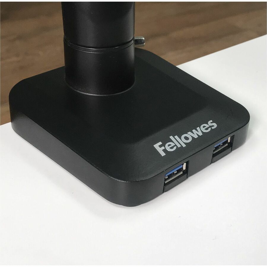 Fellowes Platinum Dual Monitor Arm, Black, Supports 2 Displays up to 46", 40 lb Load Capacity, 1 Each