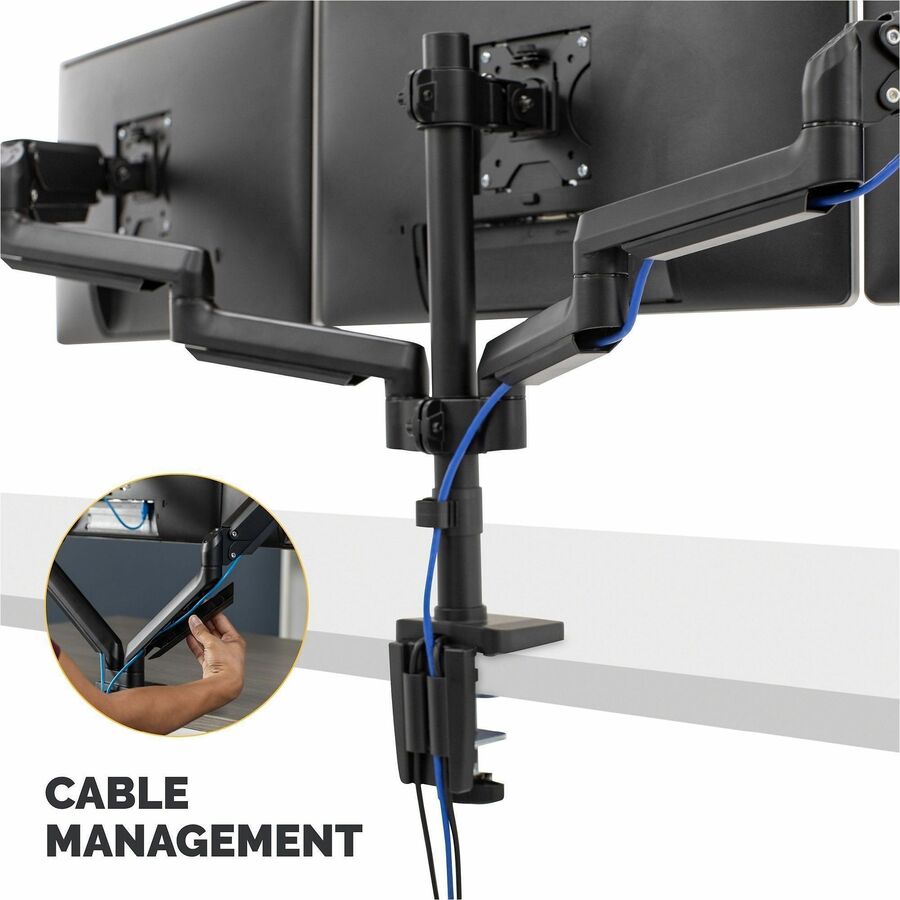 Fellowes Platinum Triple Monitor Arm, Black, Supports 3 Displays up to 90", 60 lb Load Capacity, 1 Each