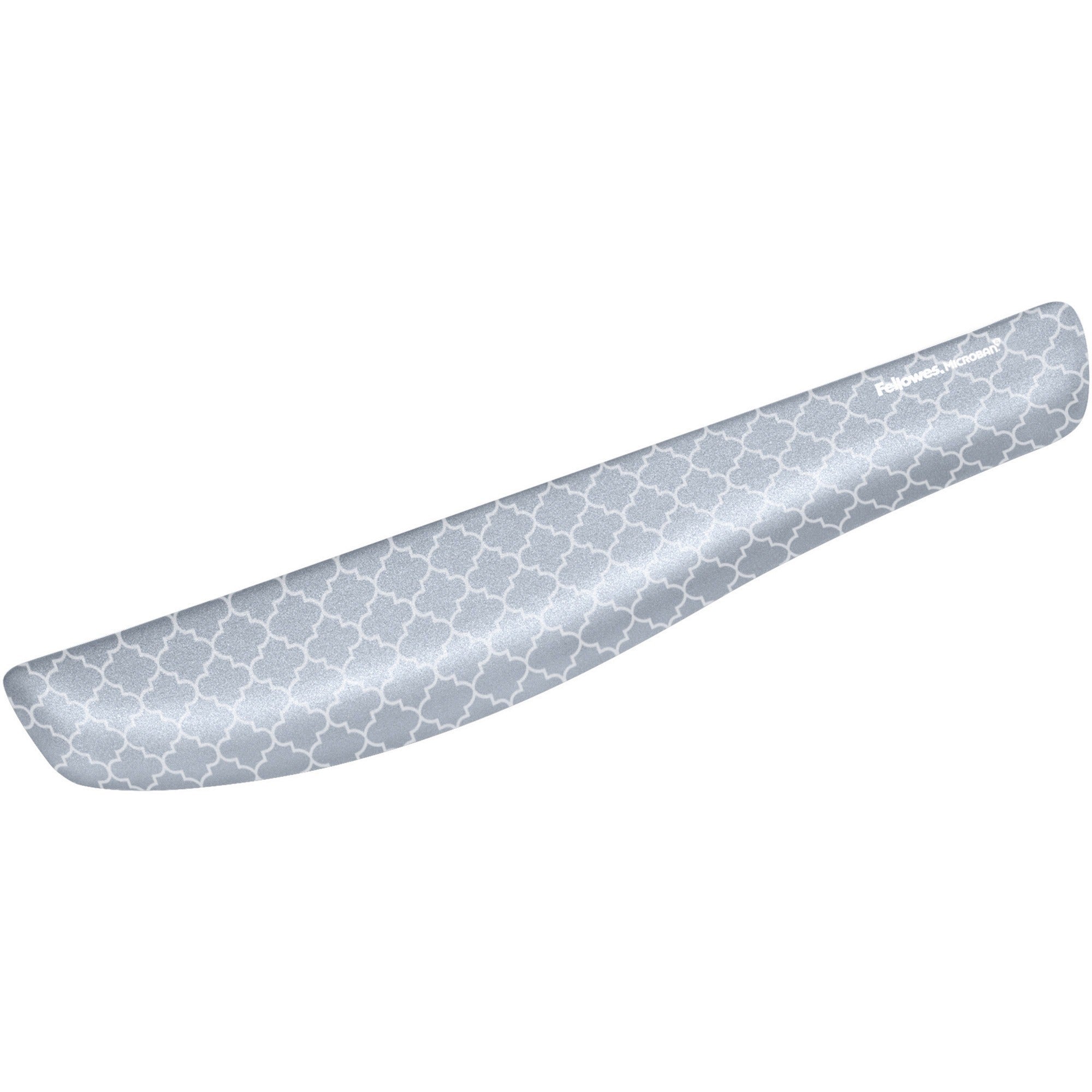 Fellowes PlushTouch Microban Keyboard Wrist Rest, Lattice Design, Gray/White, Foam, 1" x 18.13" x 3.19", Wear & Tear Resistant, Skid Proof, 1 Each