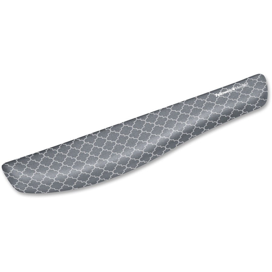 Fellowes PlushTouch Microban Keyboard Wrist Rest, Lattice Design, Gray/White, Foam, 1" x 18.13" x 3.19", Wear & Tear Resistant, Skid Proof, 1 Each