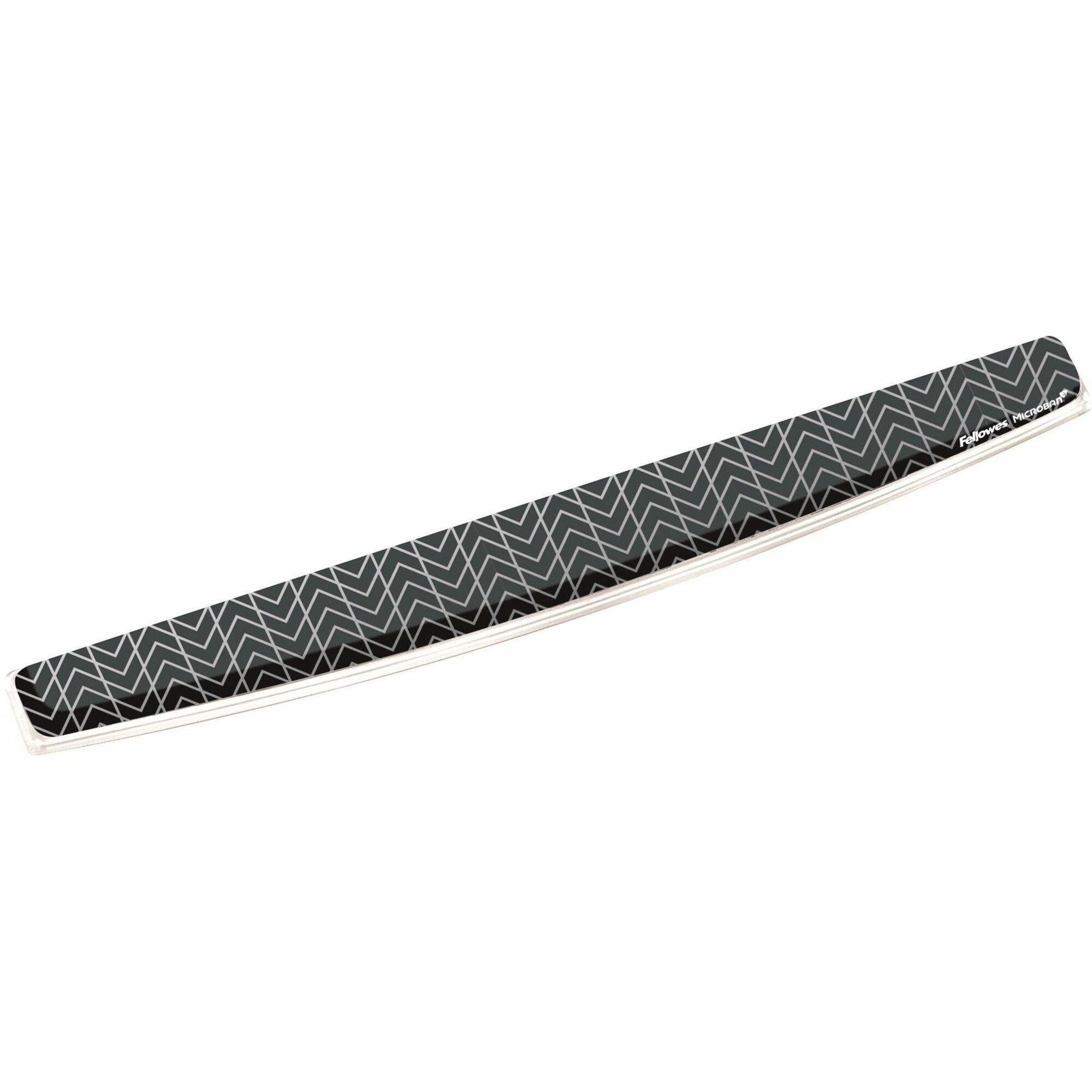 Fellowes Microban Photo Gel Keyboard Wrist Rest, Chevron Design, Black/White, Gel & Rubber, Stain Resistant, Skid Proof, 0.75" x 18.56" x 2.31", 1 Each