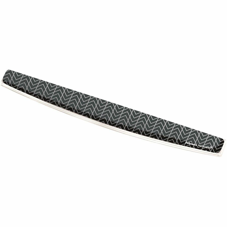 Fellowes Microban Photo Gel Keyboard Wrist Rest, Chevron Design, Black/White, Gel & Rubber, Stain Resistant, Skid Proof, 0.75" x 18.56" x 2.31", 1 Each