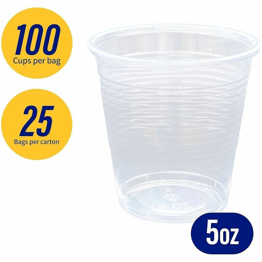 5 fl oz - Clear - Plastic - Beverage - 100/Bag - 25 / Carton