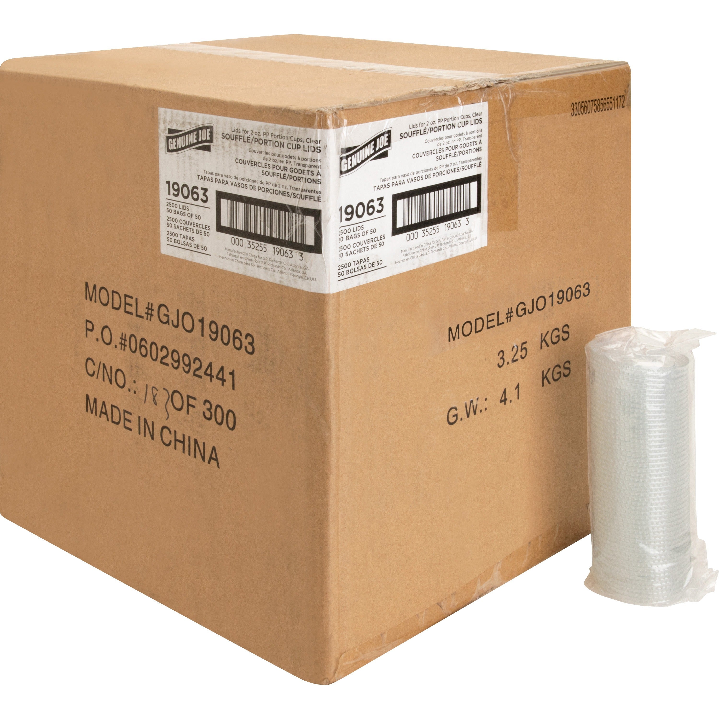 Genuine Joe Portion Cup Lids, Transparent Clear, 50 Lids per Bag, 50 Bags per Carton