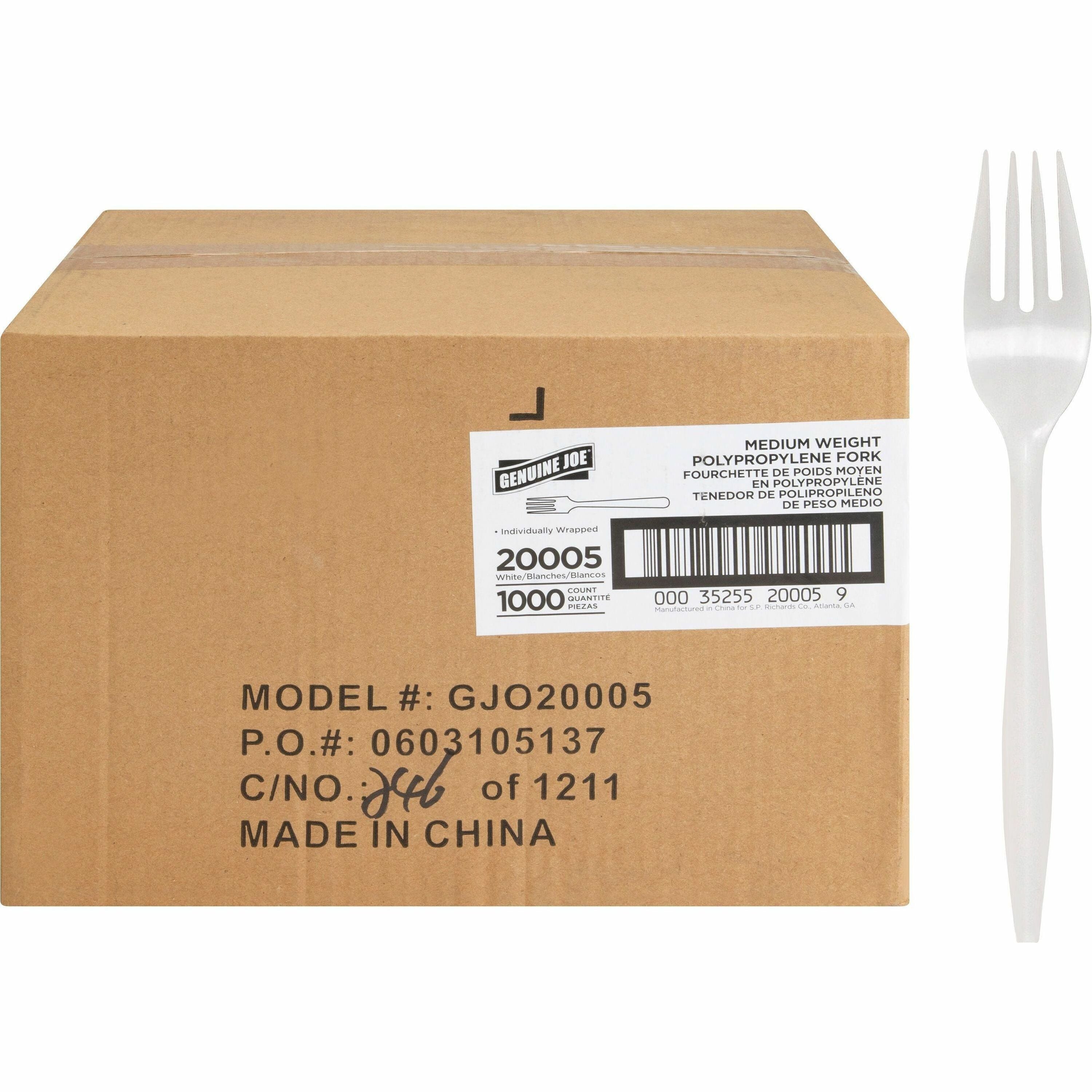 1 Piece(s) - Fork - 1 x Fork - Disposable - White - 1 Carton