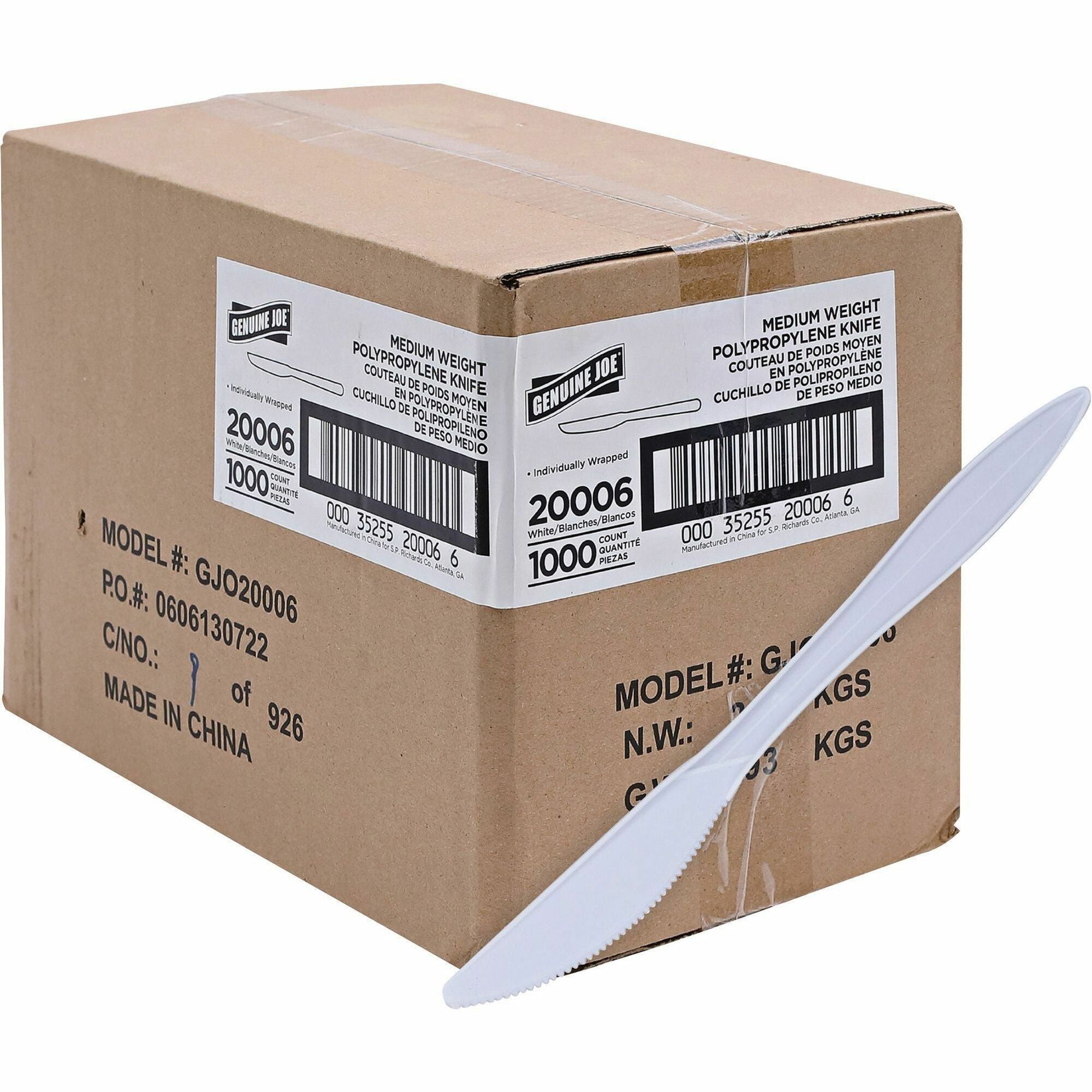 1 Piece(s) - Knife - 1 x Knife - Disposable - White - 1 Carton
