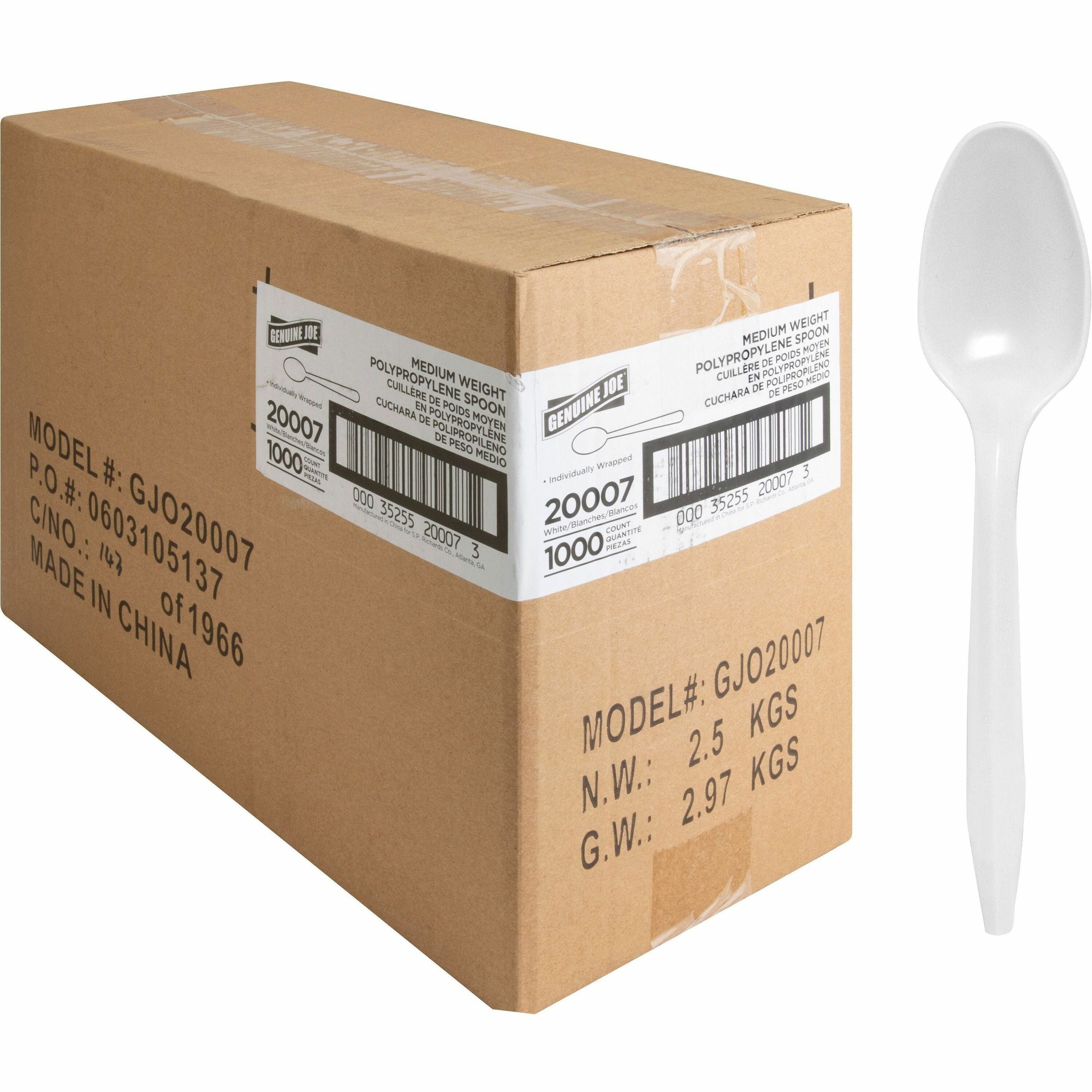 1 Piece(s) - Spoon - 1 x Spoon - Disposable - White - 1 Carton