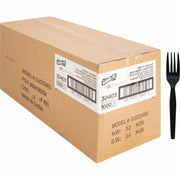 1 Piece(s) - Fork - 1 x Fork - Disposable - Textured - Black - 1 Carton