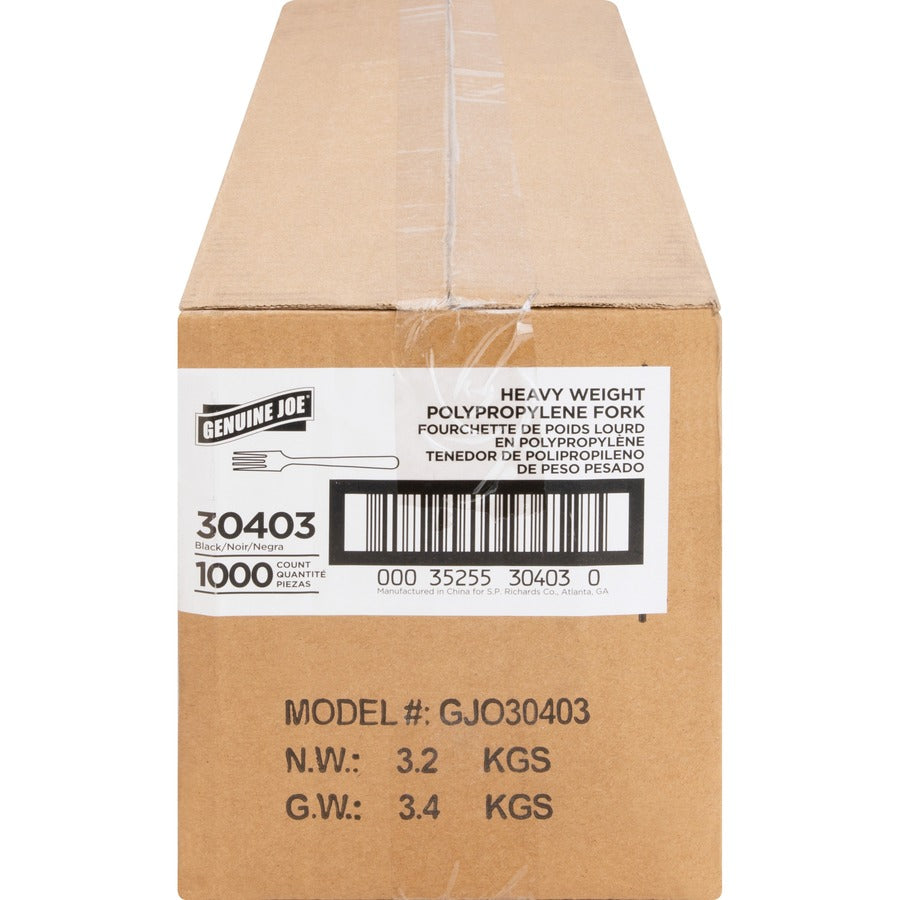 1 Piece(s) - Fork - 1 x Fork - Disposable - Textured - Black - 1 Carton