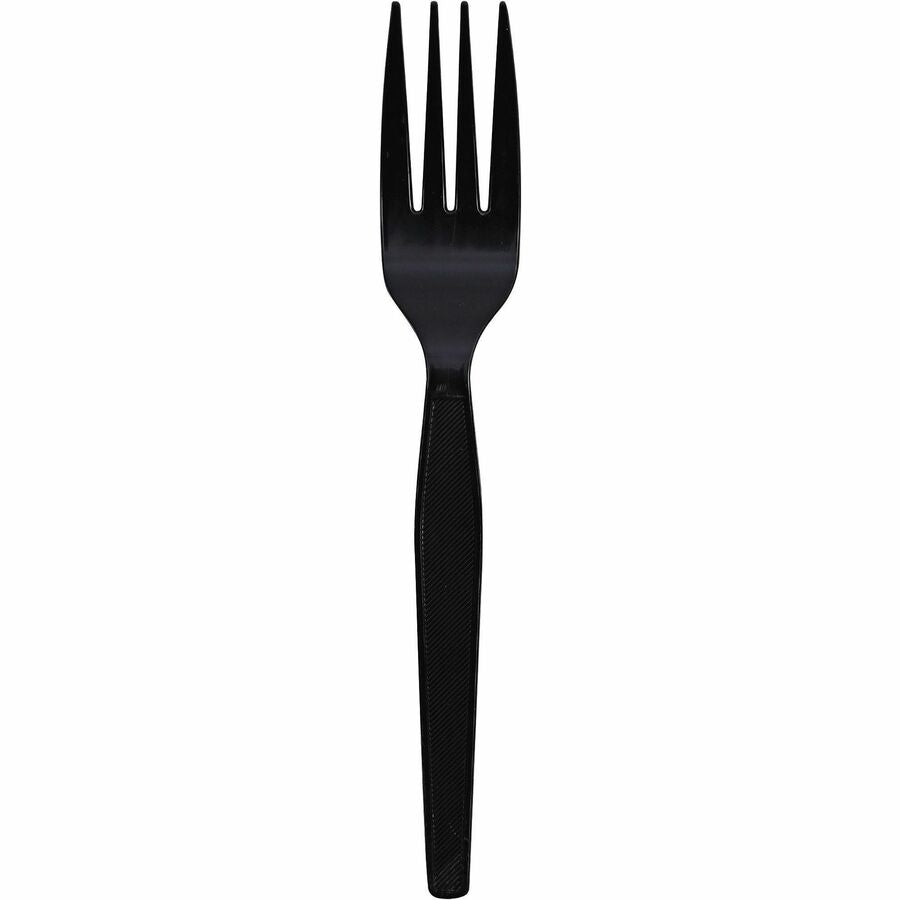 1 Piece(s) - Fork - 1 x Fork - Disposable - Textured - Black - 1 Carton