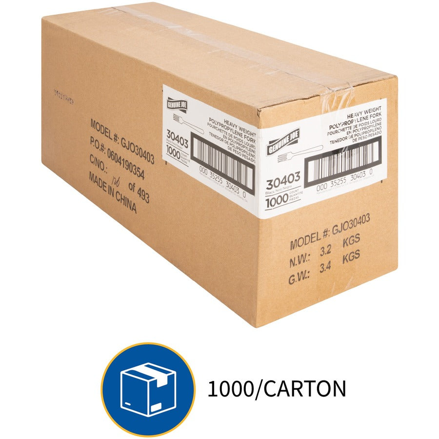 1 Piece(s) - Fork - 1 x Fork - Disposable - Textured - Black - 1 Carton