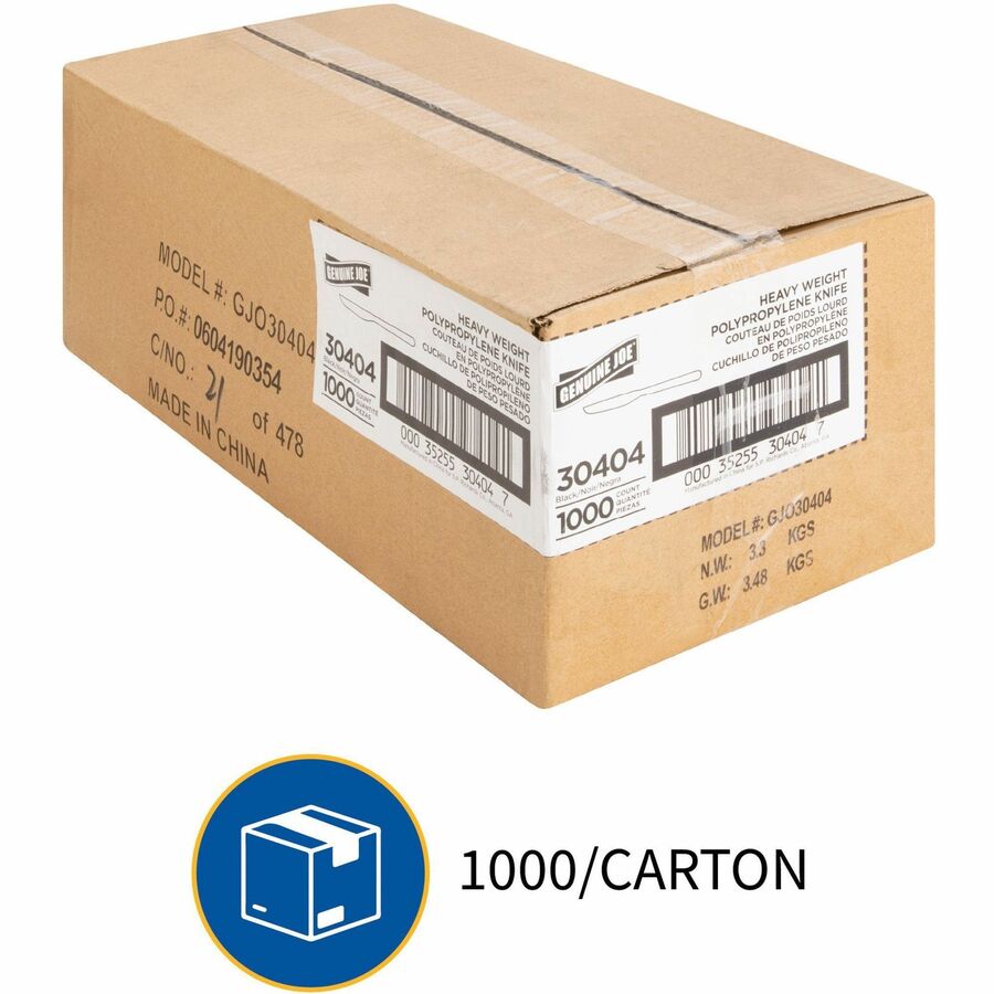 1 Piece(s) - Knife - 1 x Knife - Disposable - Textured - Black - 1 Carton