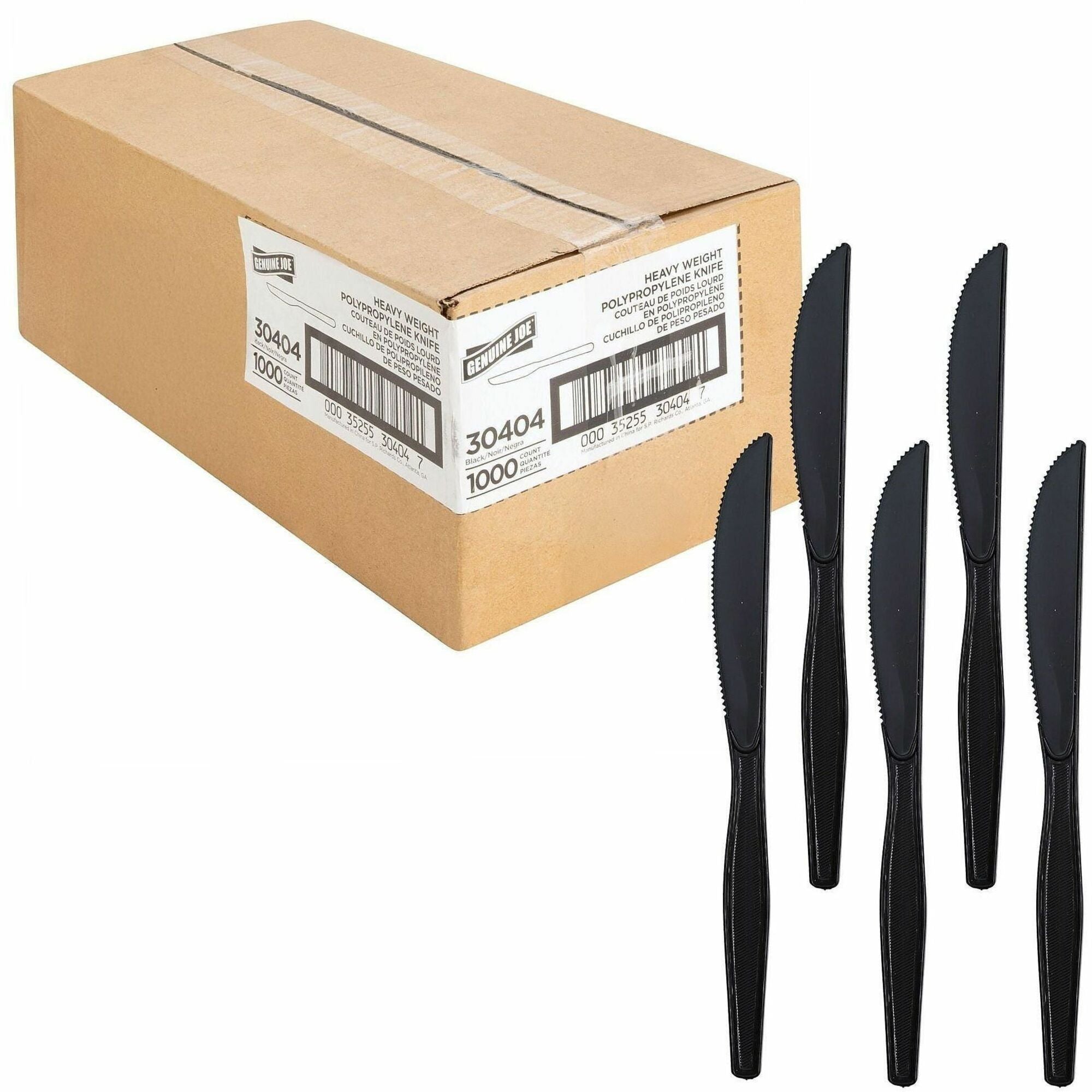 1 Piece(s) - Knife - 1 x Knife - Disposable - Textured - Black - 1 Carton