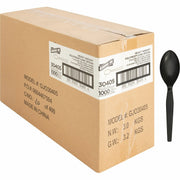 1 Piece(s) - Spoon - 1 x Spoon - Disposable - Textured - Black - 1 Carton