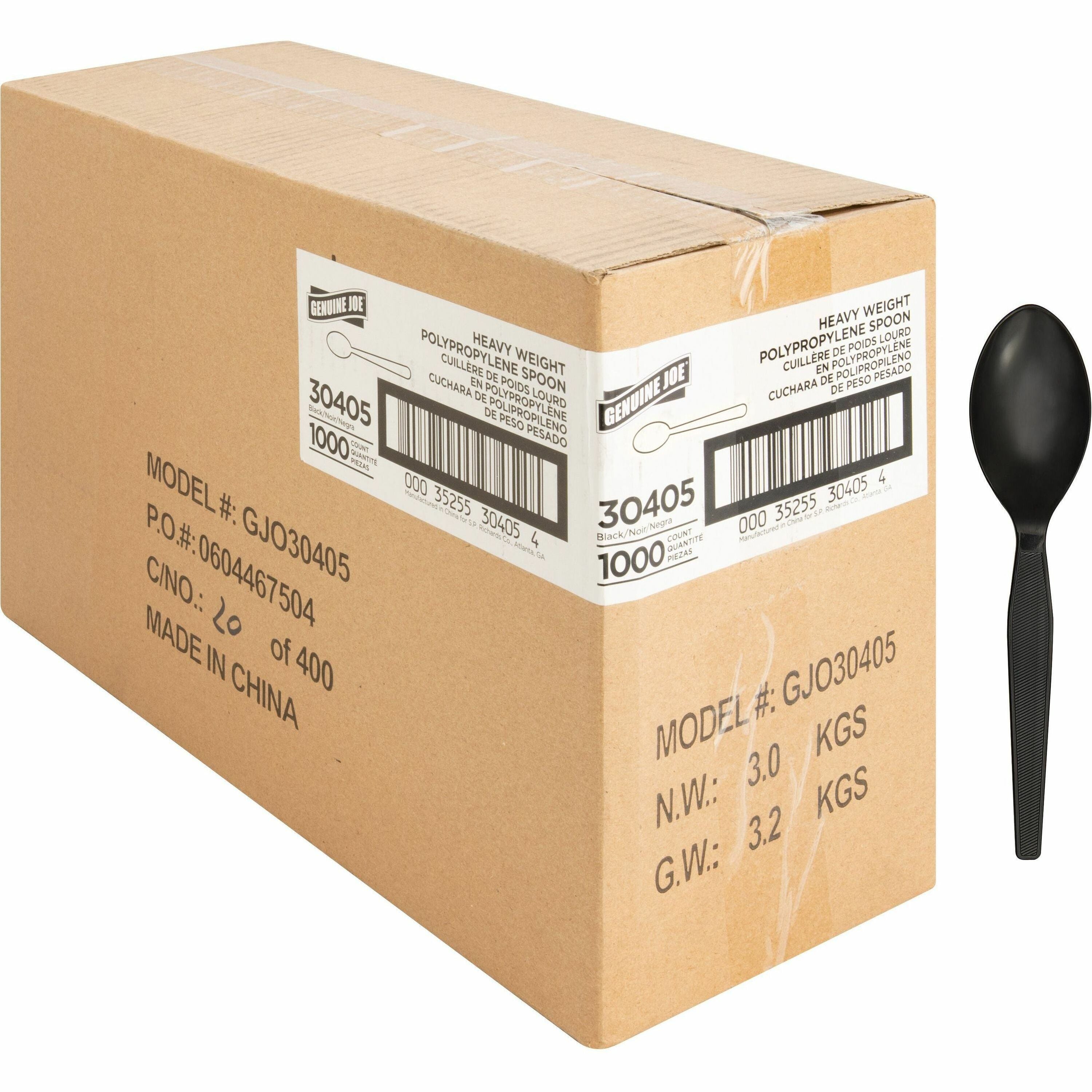 1 Piece(s) - Spoon - 1 x Spoon - Disposable - Textured - Black - 1 Carton