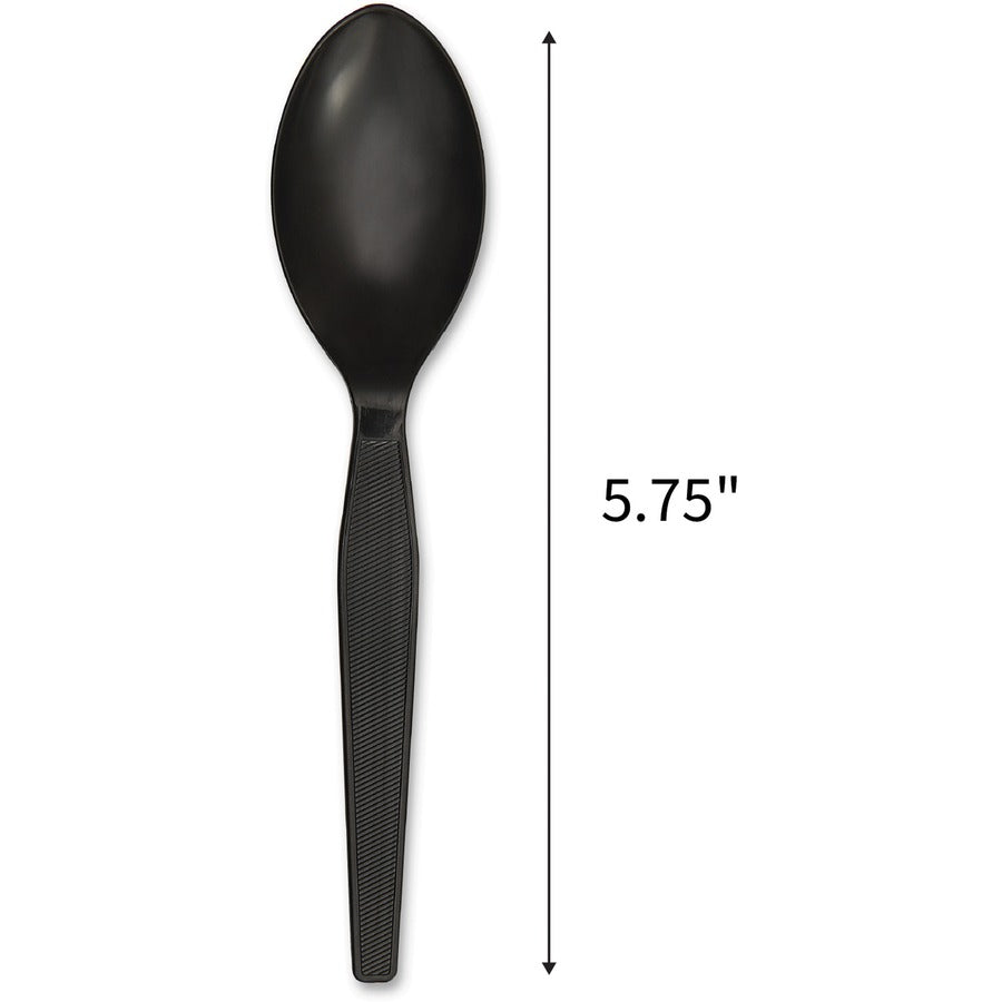 1 Piece(s) - Spoon - 1 x Spoon - Disposable - Textured - Black - 1 Carton