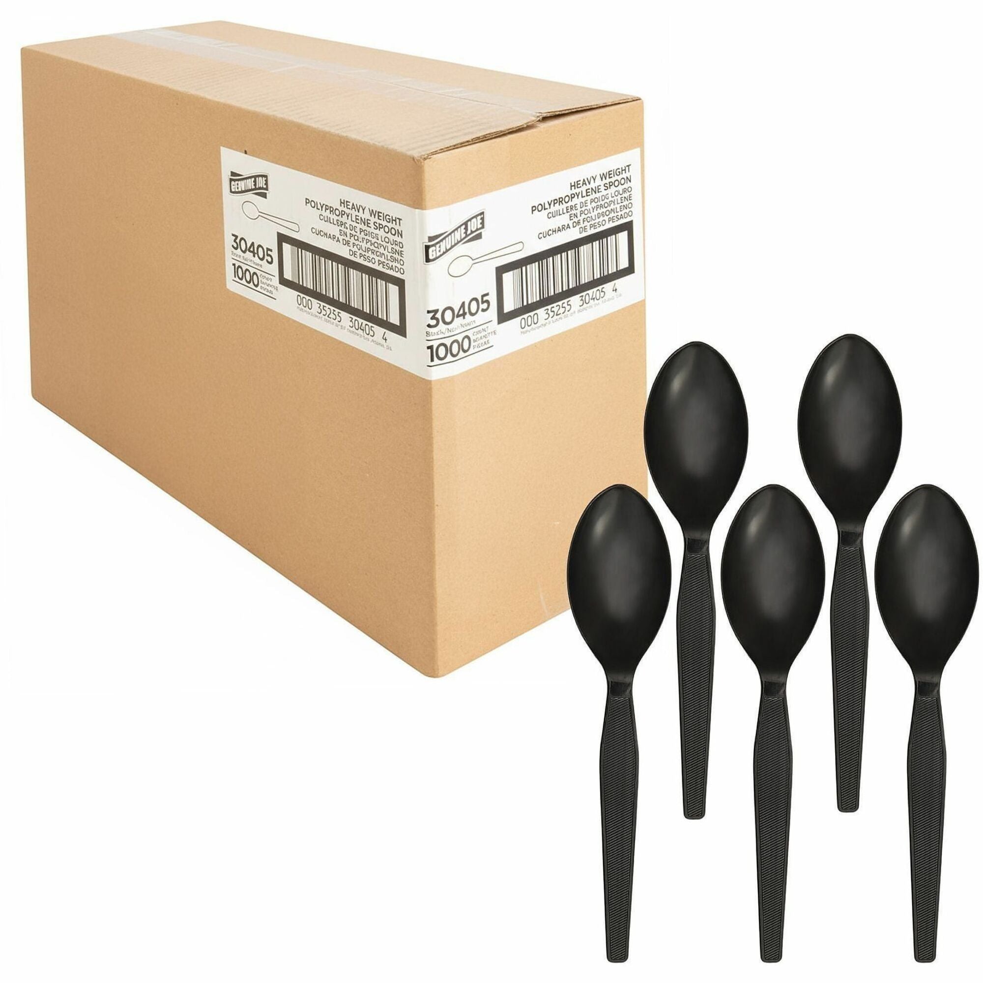 1 Piece(s) - Spoon - 1 x Spoon - Disposable - Textured - Black - 1 Carton