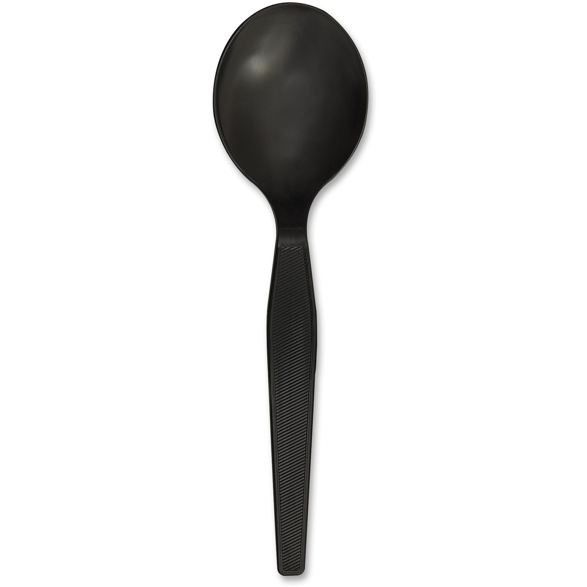 1 Piece(s) - Soup Spoon - 1 x Soup Spoon - Disposable - Textured - Black - 1000 / Carton