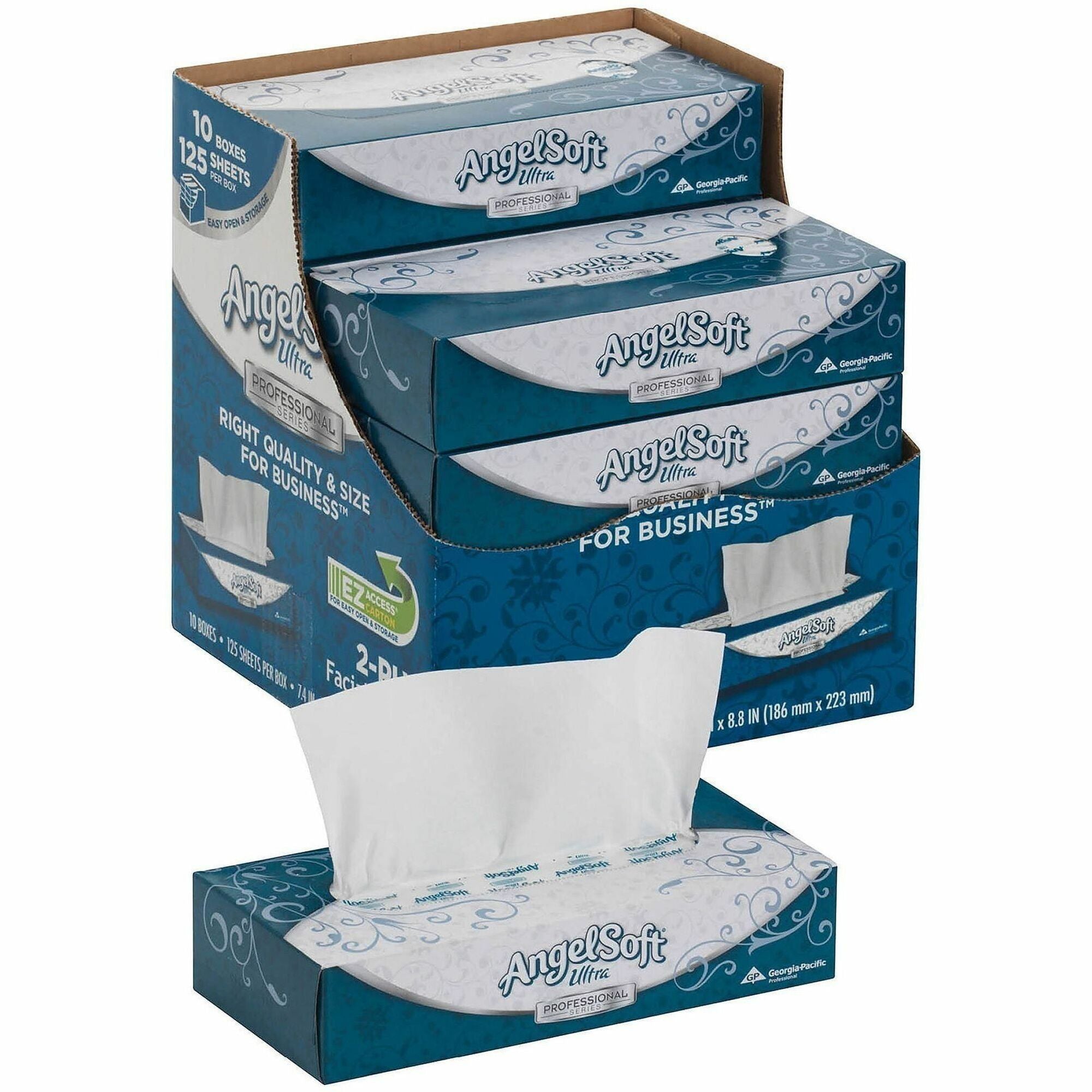 2 Ply - 7.40" Width x 8.80" Length - White - 125/Box - 10 / Carton