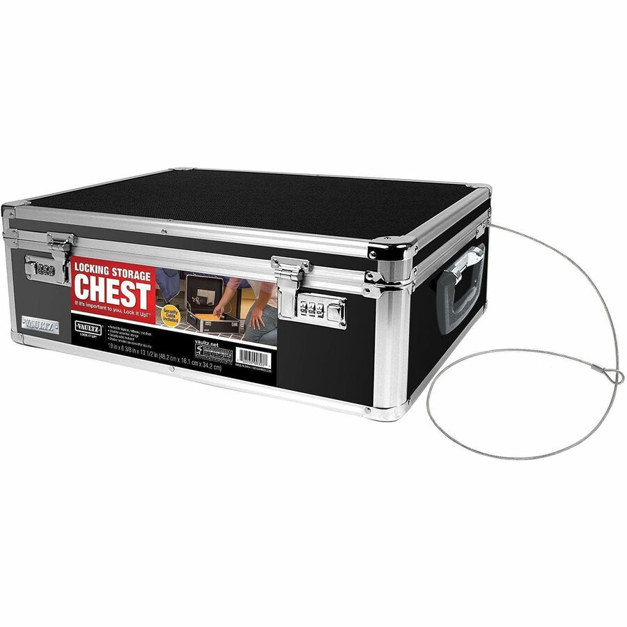 External Dimensions: 18" Width x 13" Depth x 6" Height - Aluminum, Steel - Chrome, Black - For Passport, Computer, Cell Phone, Cash - 1 Each