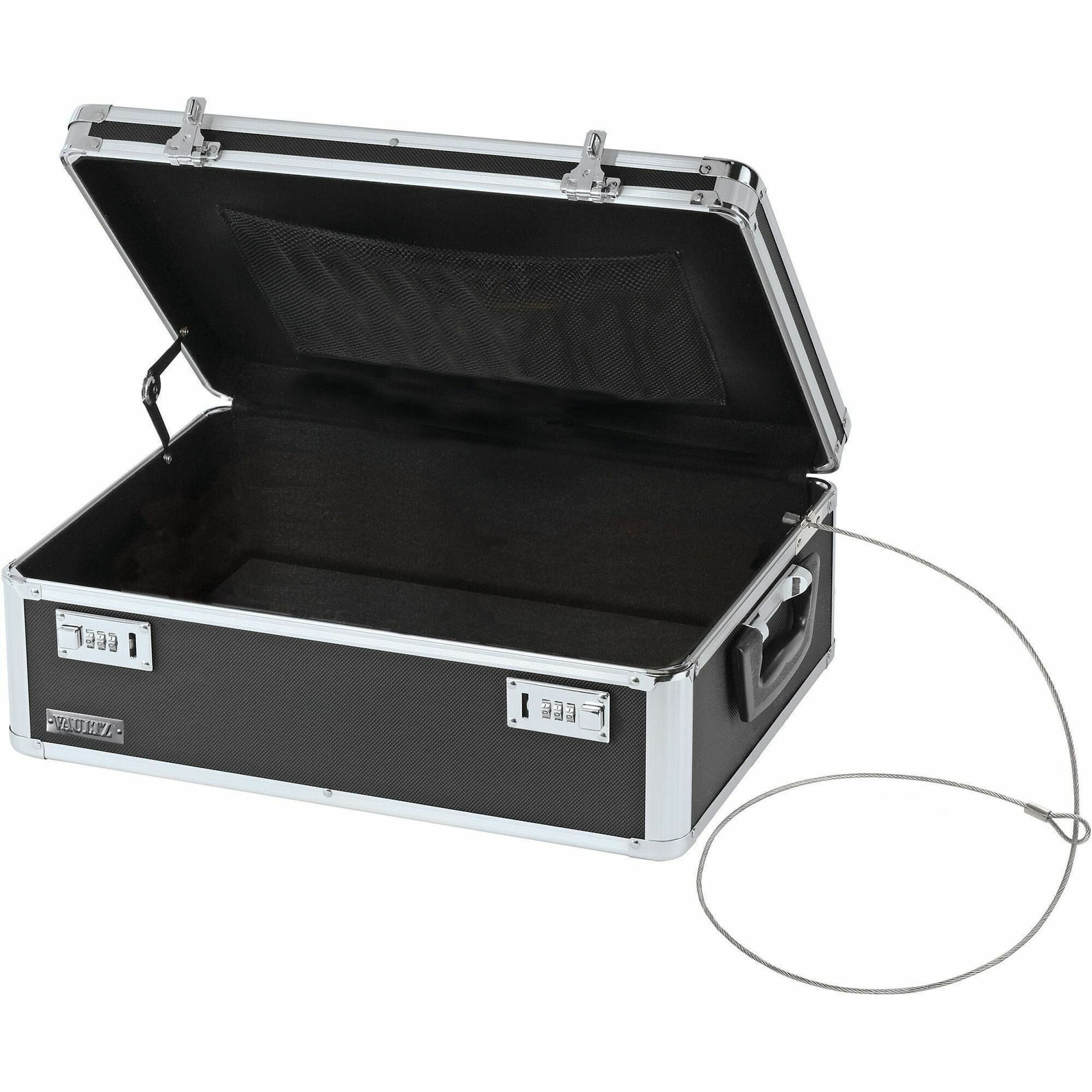 External Dimensions: 18" Width x 13" Depth x 6" Height - Aluminum, Steel - Chrome, Black - For Passport, Computer, Cell Phone, Cash - 1 Each