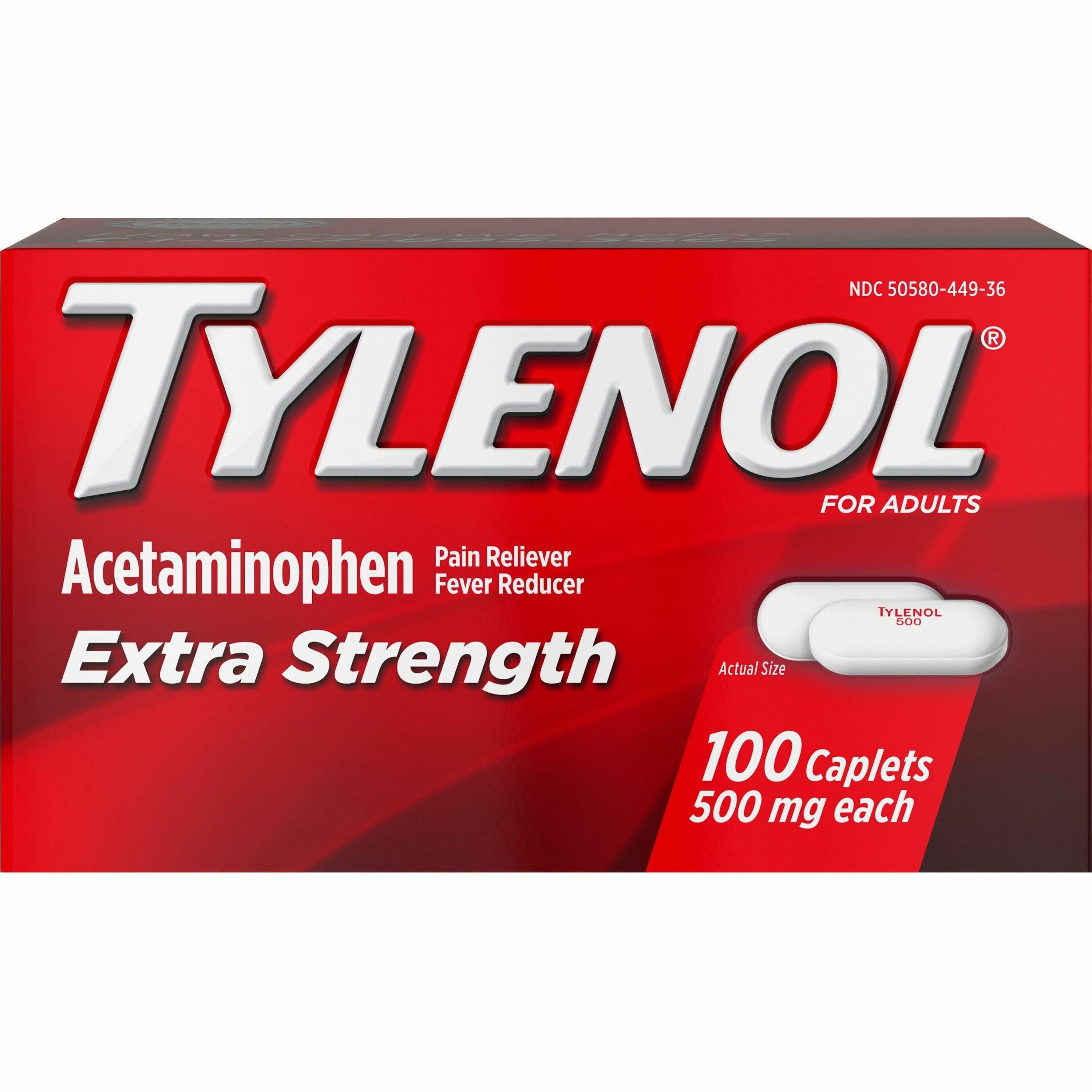 Tylenol Extra Strength Caplets, 100 Caplets per Bottle