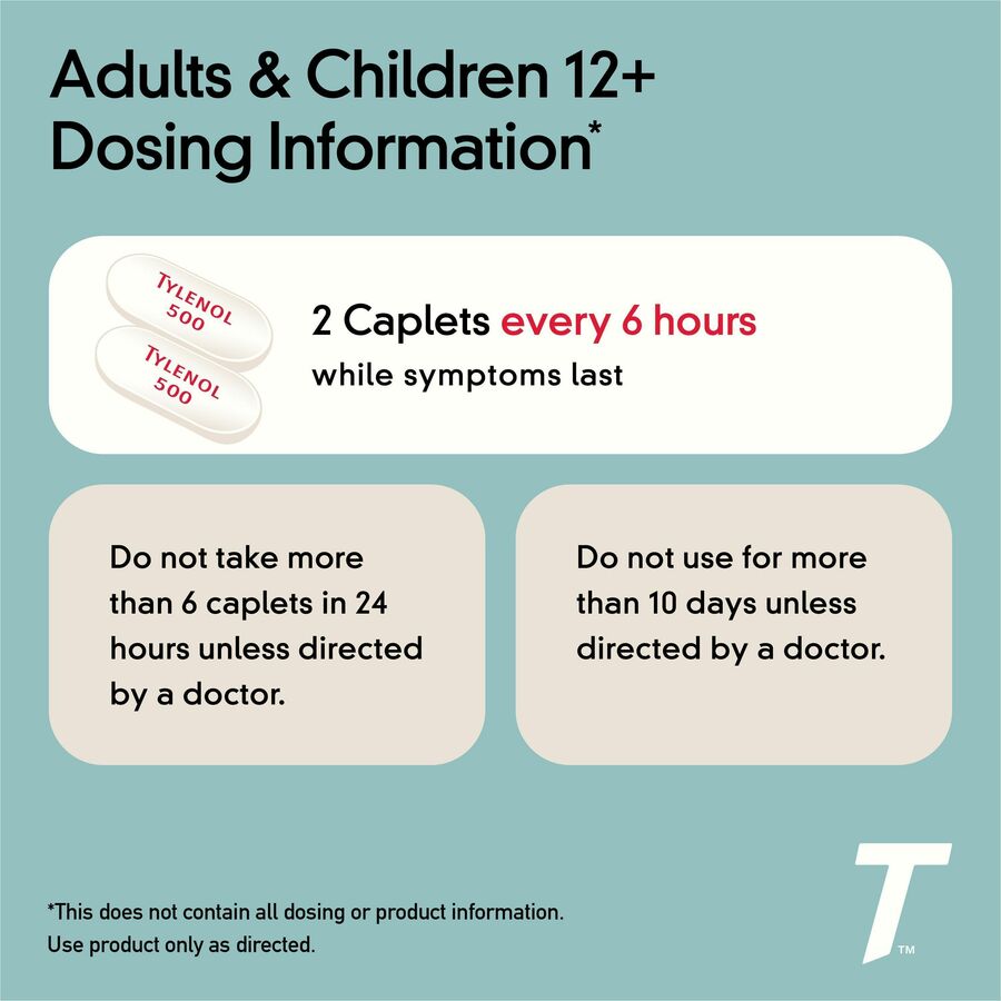 Tylenol Extra Strength Caplets, 100 Caplets per Bottle