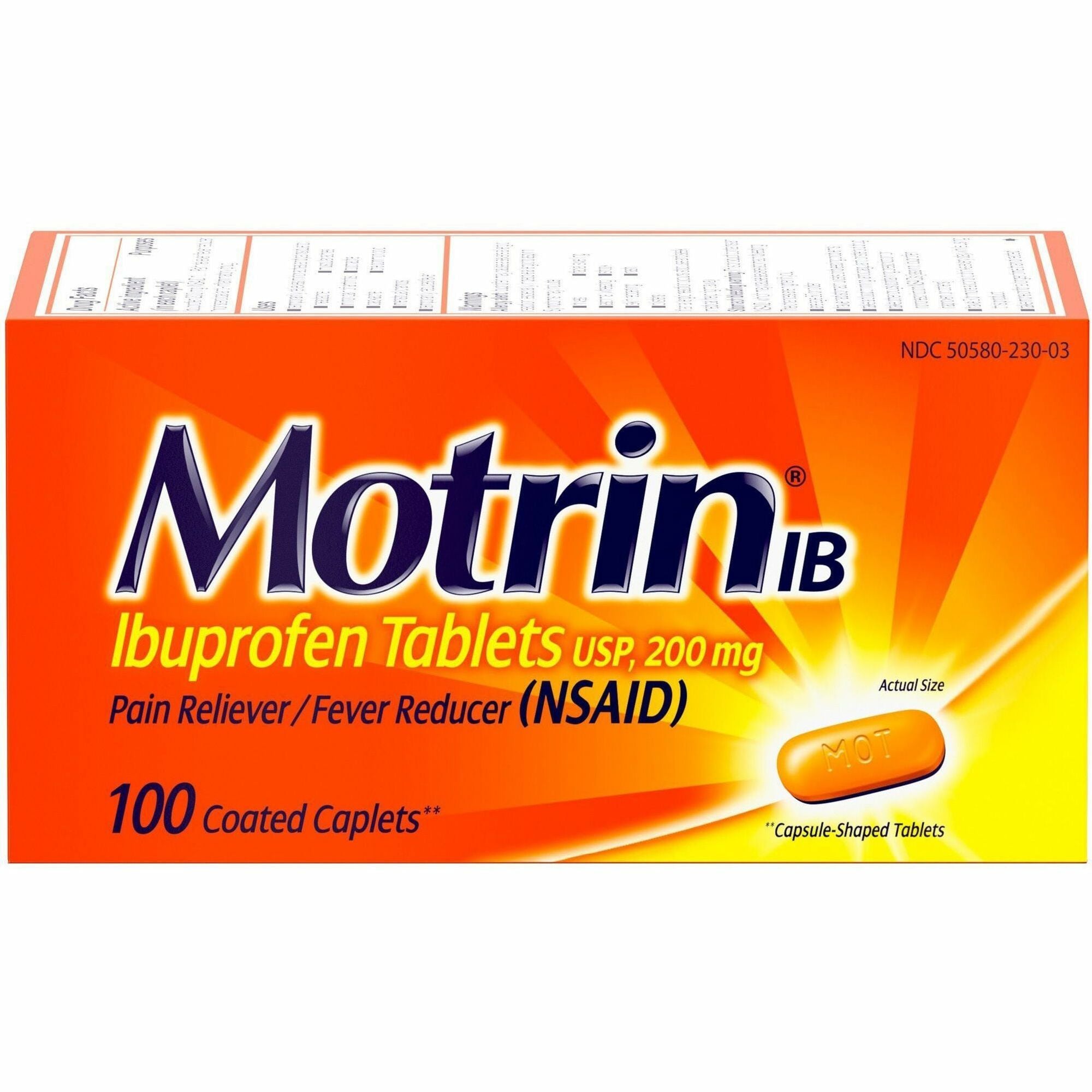 Motrin IB Ibuprofen Tablets, 200mg, 100 Tablets per Box