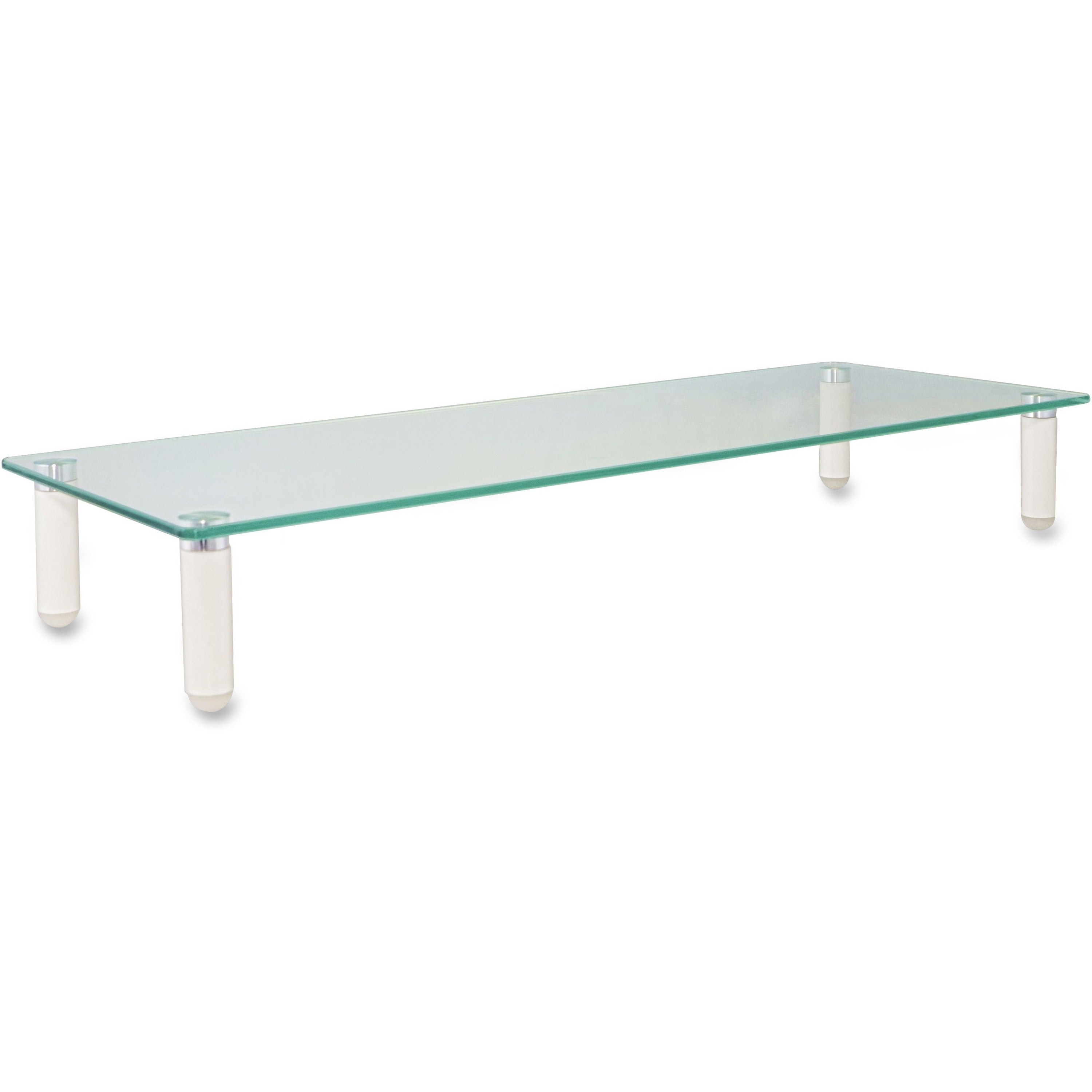40 lb Load Capacity - 3.25" Height x 22" Width x 8.25" Depth - Tempered Glass - White