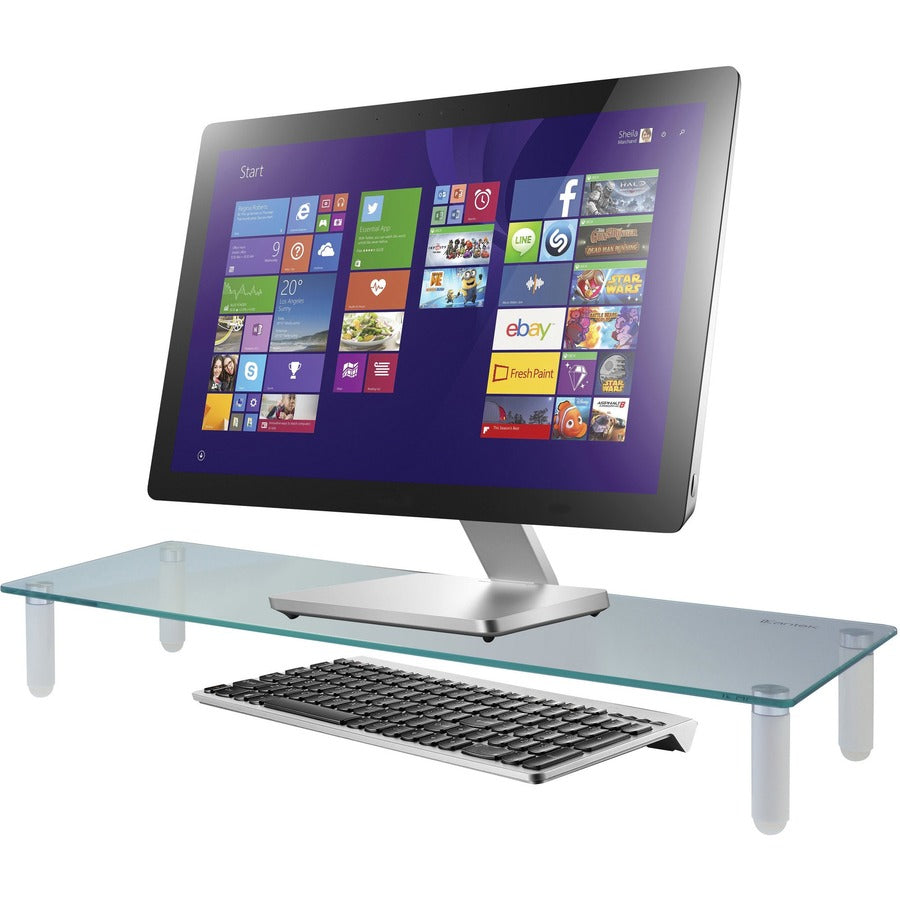 40 lb Load Capacity - 3.25" Height x 22" Width x 8.25" Depth - Tempered Glass - White