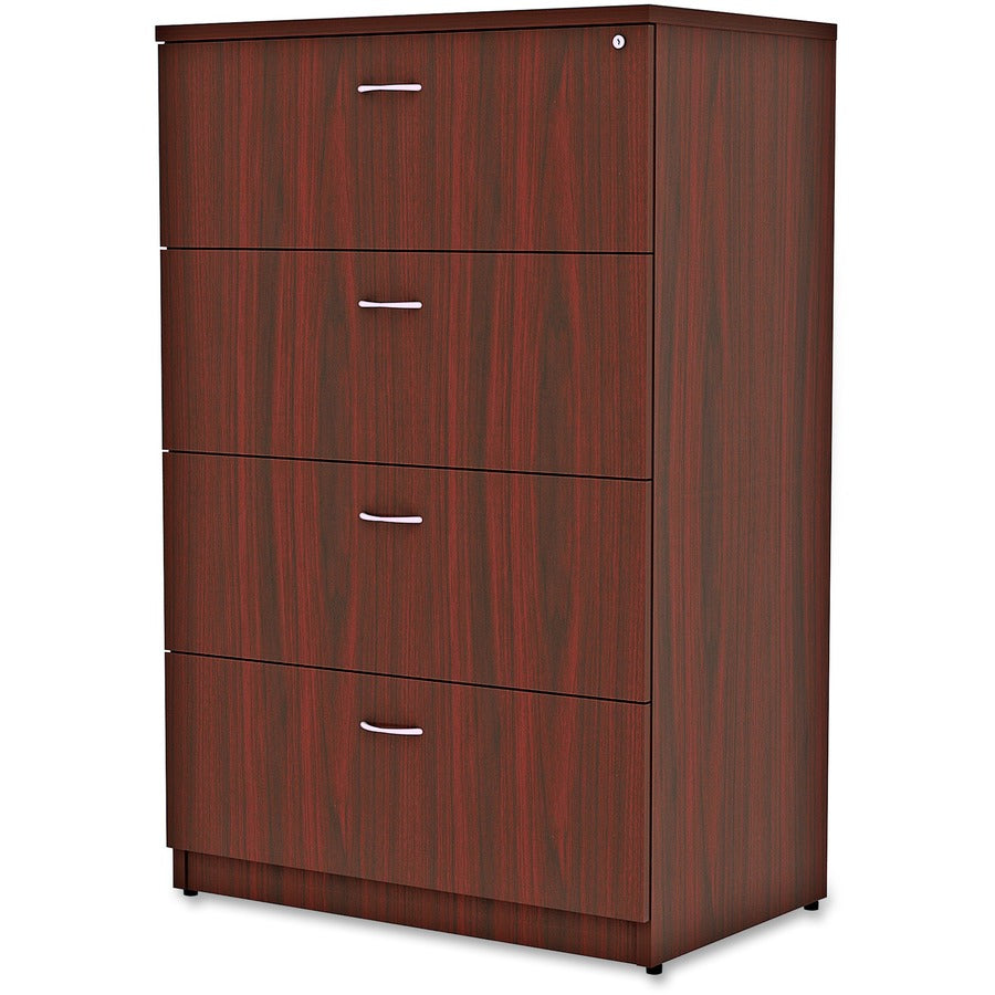 Lorell Essentials Series 4-Drawer Lateral File, Mahogany Laminate, 54.8"H x 35.5"W x 22"D, 1 Each