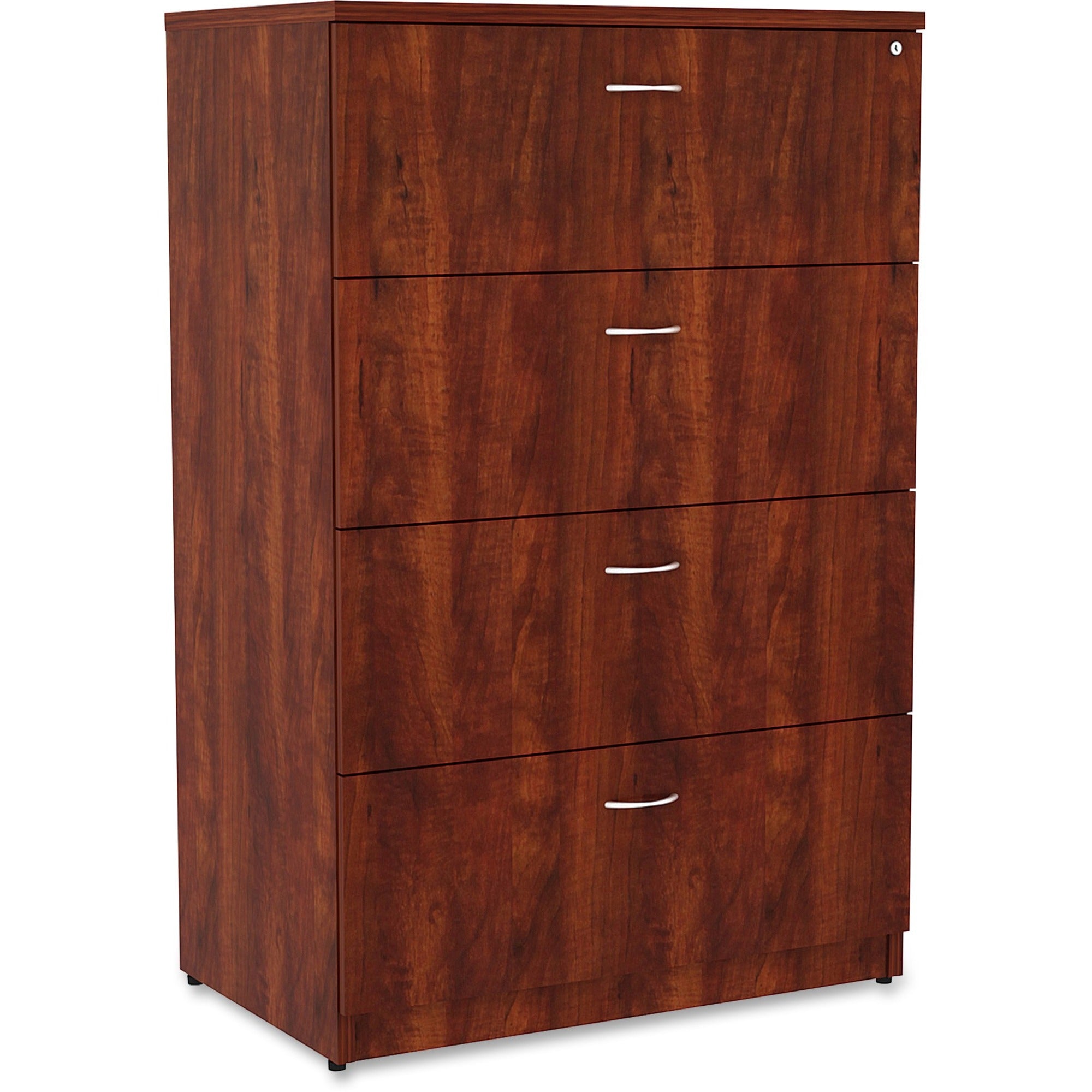 Lorell Essentials Series 4-Drawer Lateral File, Cherry Laminate Finish, 1" Thick Top, 54.8"H x 35.5"W x 22"D, 1 Each