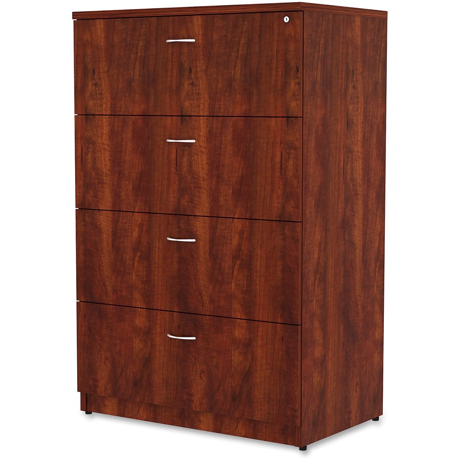 Lorell Essentials Series 4-Drawer Lateral File, Cherry Laminate Finish, 1" Thick Top, 54.8"H x 35.5"W x 22"D, 1 Each